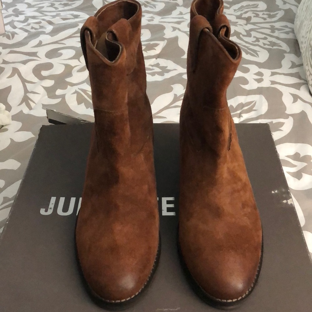 Julie Dee brown suede booties Sz 38.5